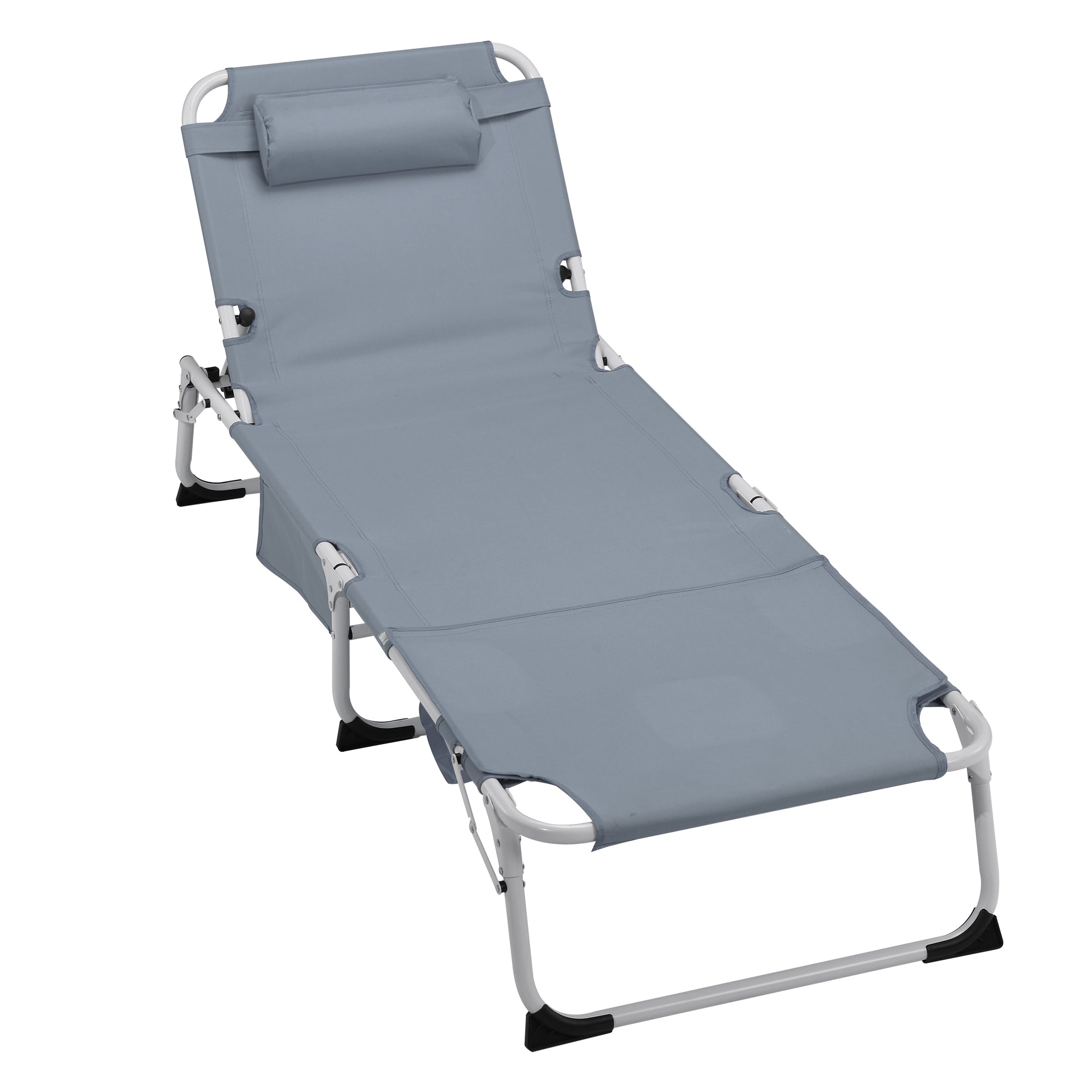 3-in-1 Heavy Duty Tanning Chair with Face Hole Adjustable 5-Position Folding Chaise – view 4