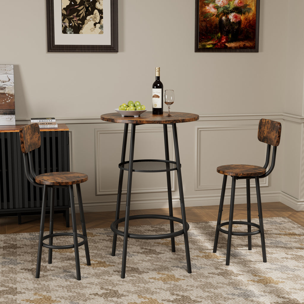 Bar table, equipped with 2 bar stools , with backrest and partition