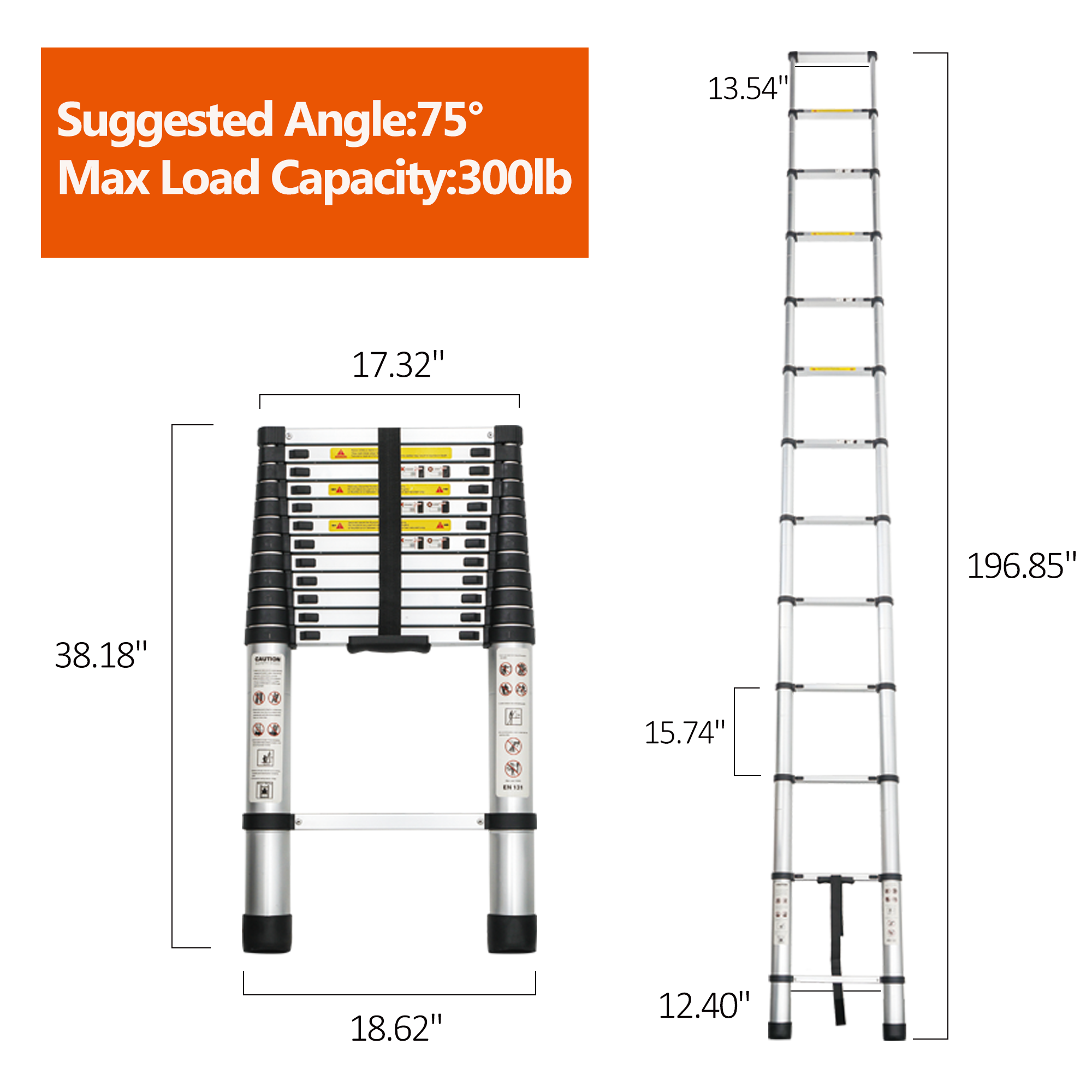 Telescoping Ladder 16.5FT, Telescopic Extension Ladder – view 6