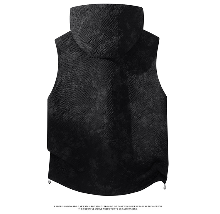 Men's Camouflage Hooded Sleeveless Top, Fashion Casual Loose Tank Top, Comfort Breathable Lightweight Trendy Sleeveless Hoodie