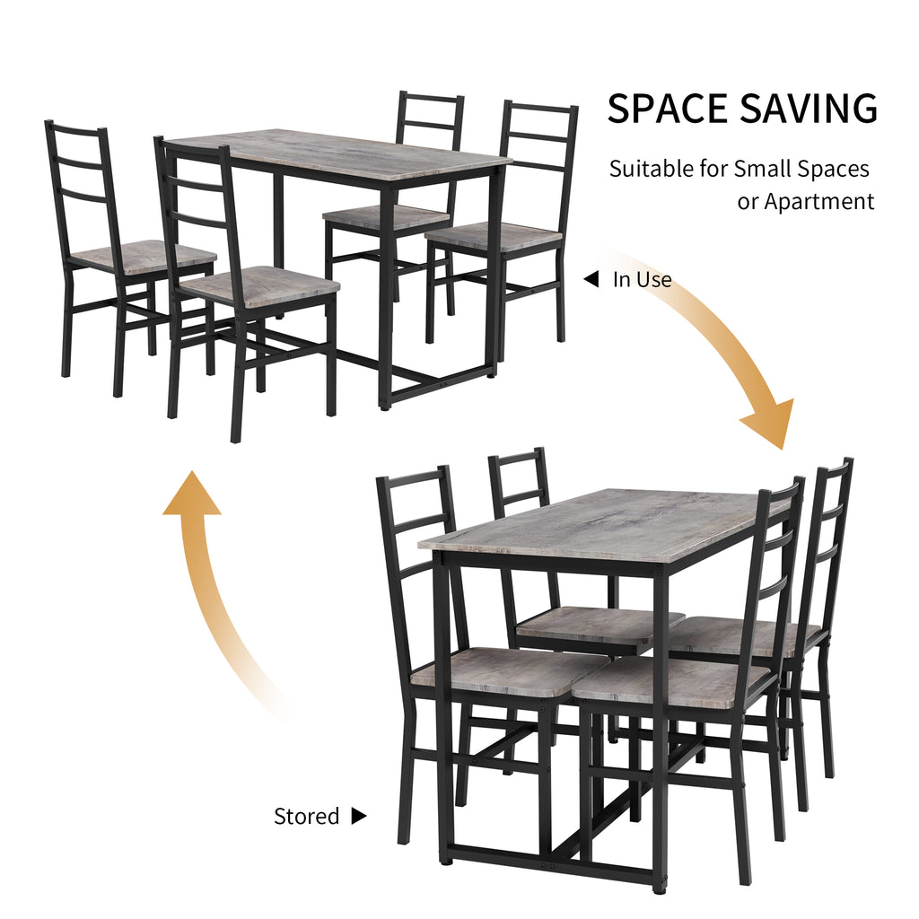 Dining Table Set for 4, 5 pieces Farmhouse Dinette Set with 4 chairs, Mid-Century Modern Dining Table and Chairs Set for Kitchen, Dining Room