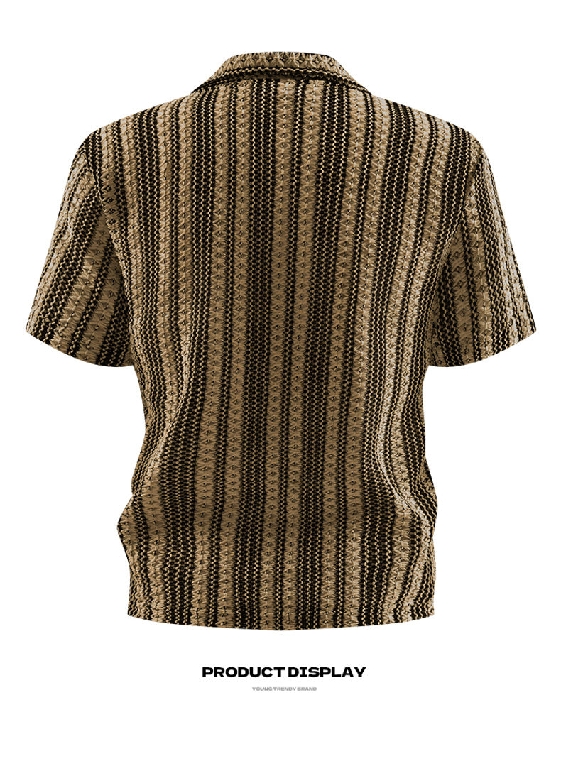 Men's Hollow Out Knit Short Sleeve Shirt Jacket