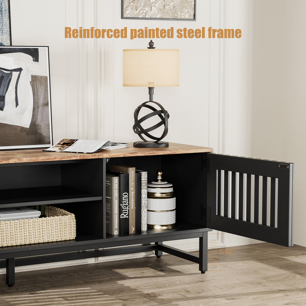 63-Inch Slatted Mid-Century TV Stand