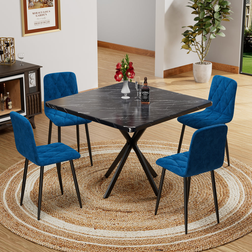 Dining Chairs Set of 4, Modern Kitchen Dining Room Chairs, Velvet Dining Chair Upholstered Cushion Seat and Sturdy Metal Legs