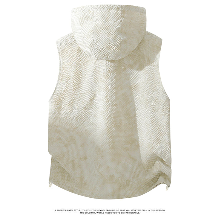 Men's Camouflage Hooded Sleeveless Top, Fashion Casual Loose Tank Top, Comfort Breathable Lightweight Trendy Sleeveless Hoodie