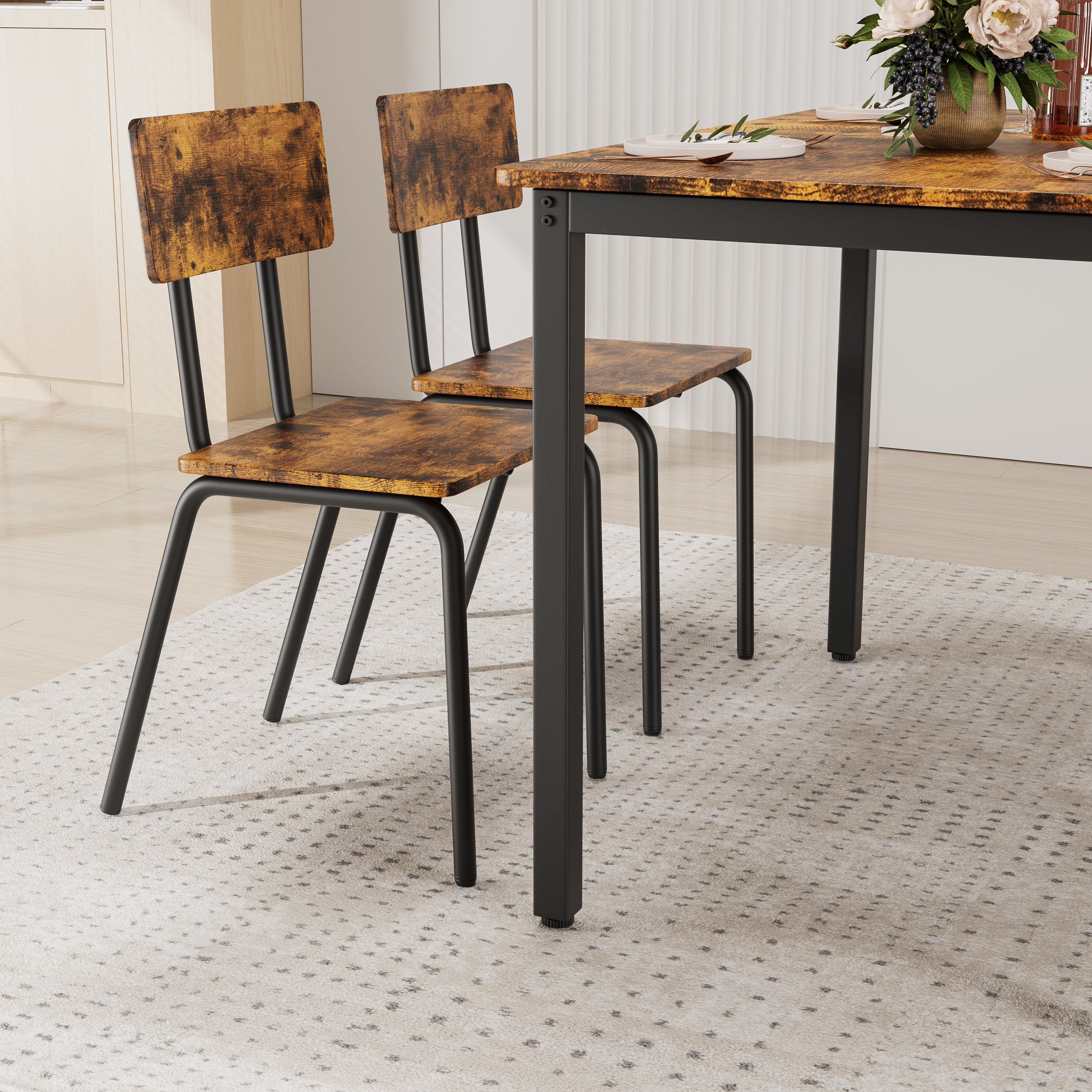 5-Piece Dining Table Set with 4 Chairs, 43" Kitchen Table & Chairs Set for 4, Dining Room Table with Metal Frame & MDF Board, Perfect for Small Space, Easy Clean