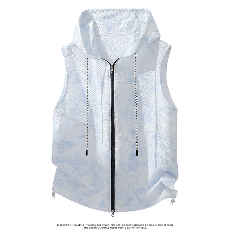 Men's Camouflage Hooded Sleeveless Top, Fashion Casual Loose Tank Top, Comfort Breathable Lightweight Trendy Sleeveless Hoodie