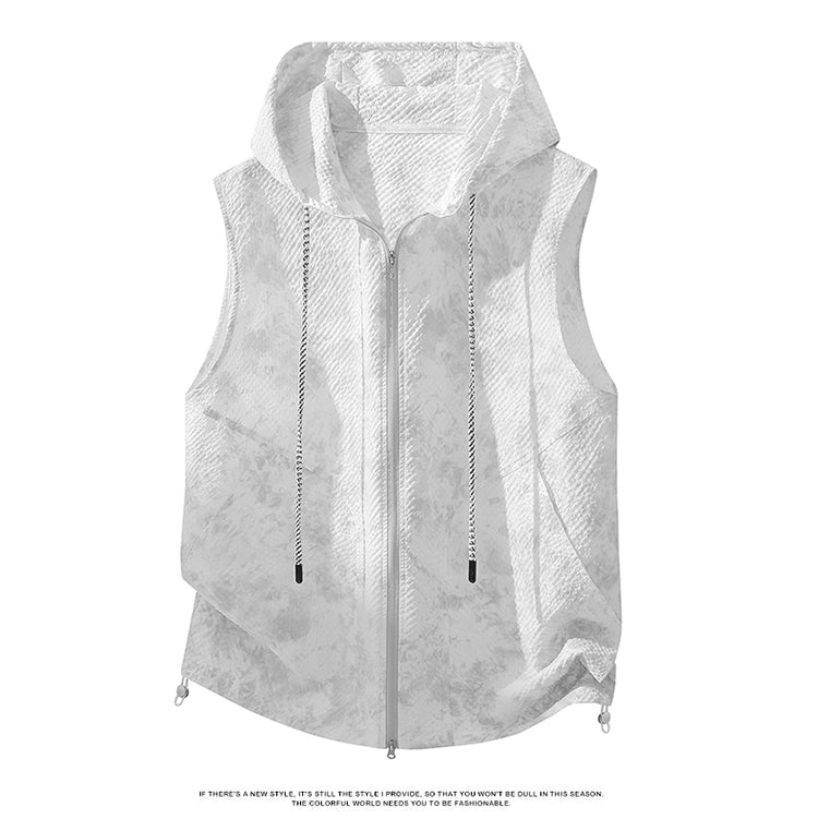 Men's Camouflage Hooded Sleeveless Top, Fashion Casual Loose Tank Top, Comfort Breathable Lightweight Trendy Sleeveless Hoodie