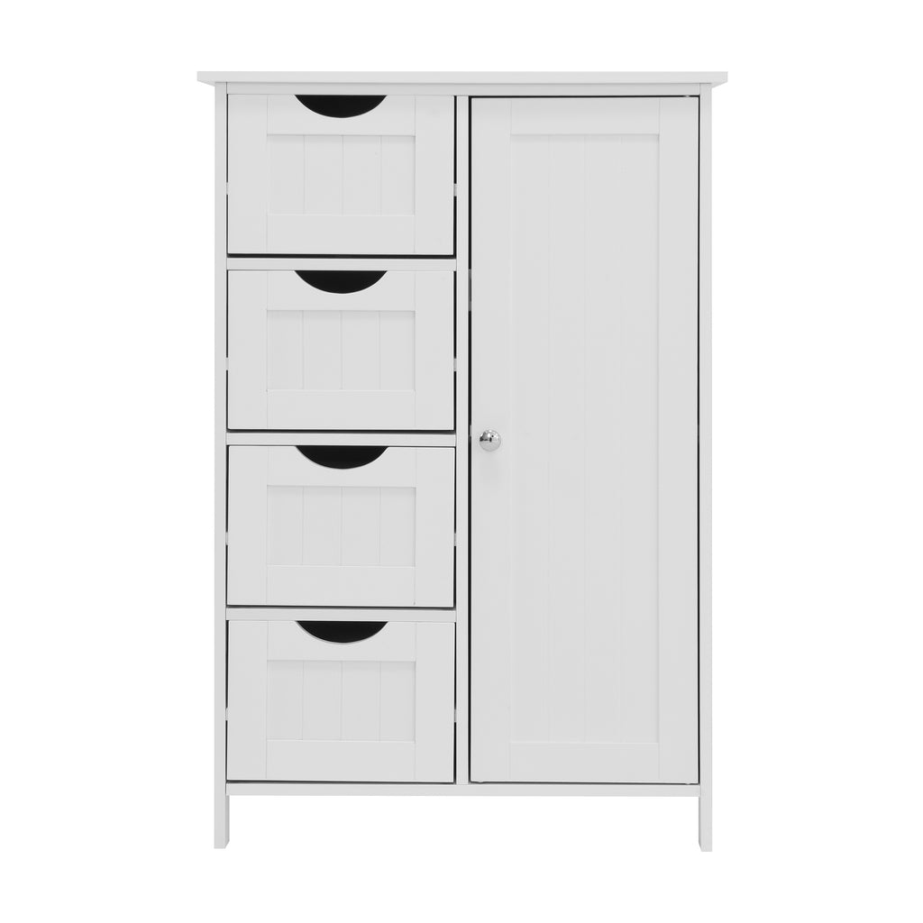 White Bathroom Storage Cabinet, Floor Cabinet with Adjustable Shelf and Drawers – view 2