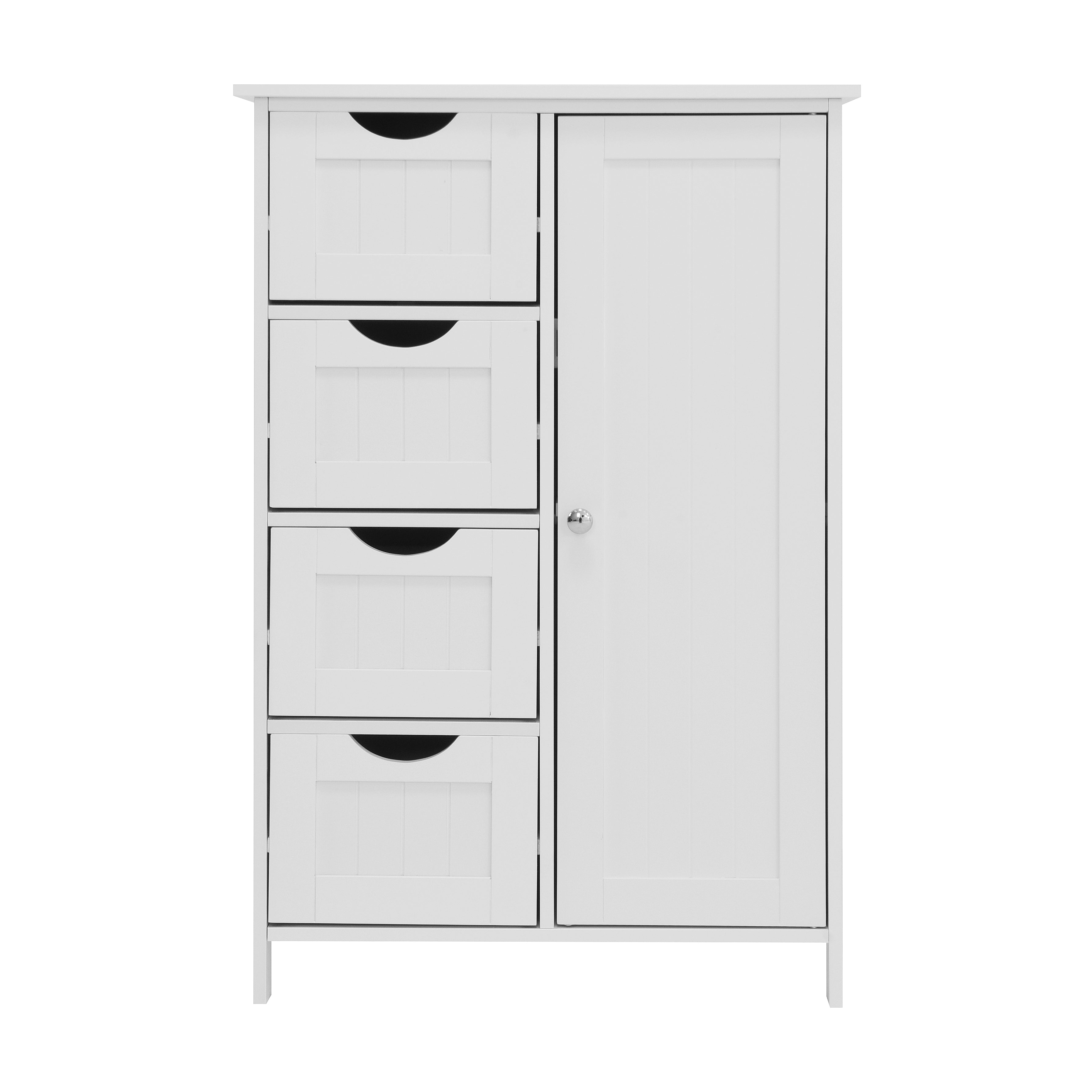 White Bathroom Storage Cabinet, Floor Cabinet with Adjustable Shelf and Drawers – view 2