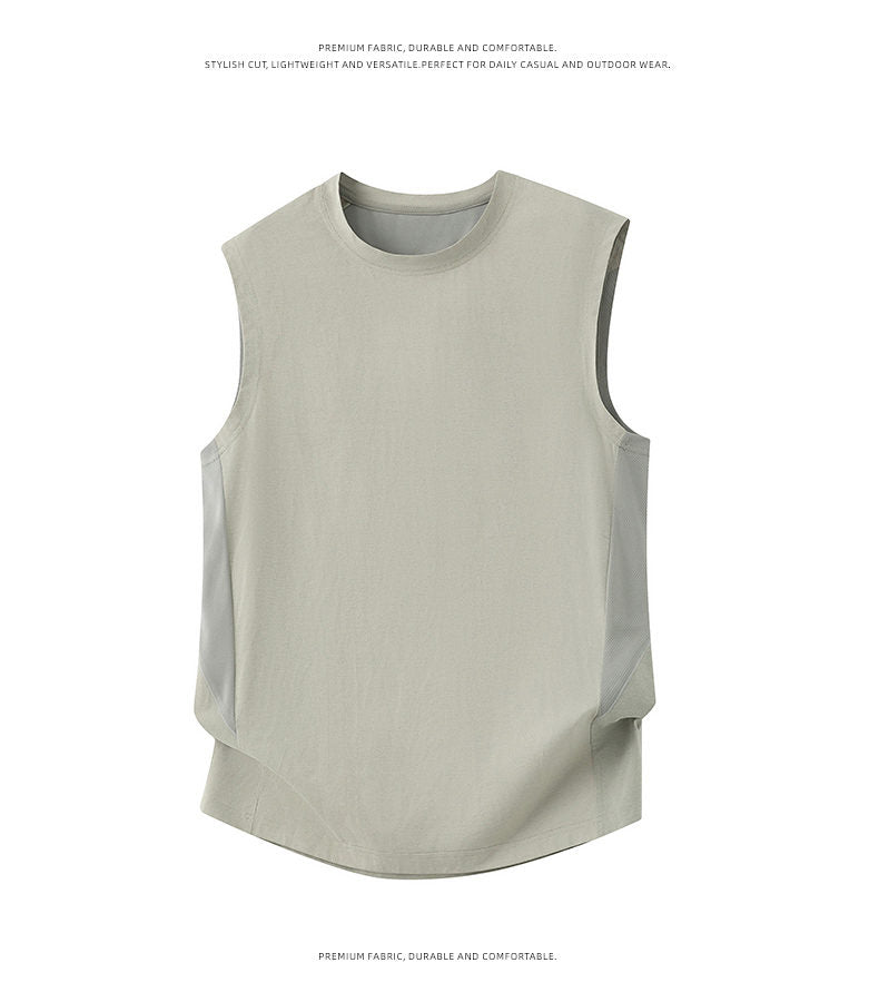 Men's Sleeveless Tank Top, Trendy Summer Sports Cutoff Tee, Basic Layering Sleeveless T-shirt