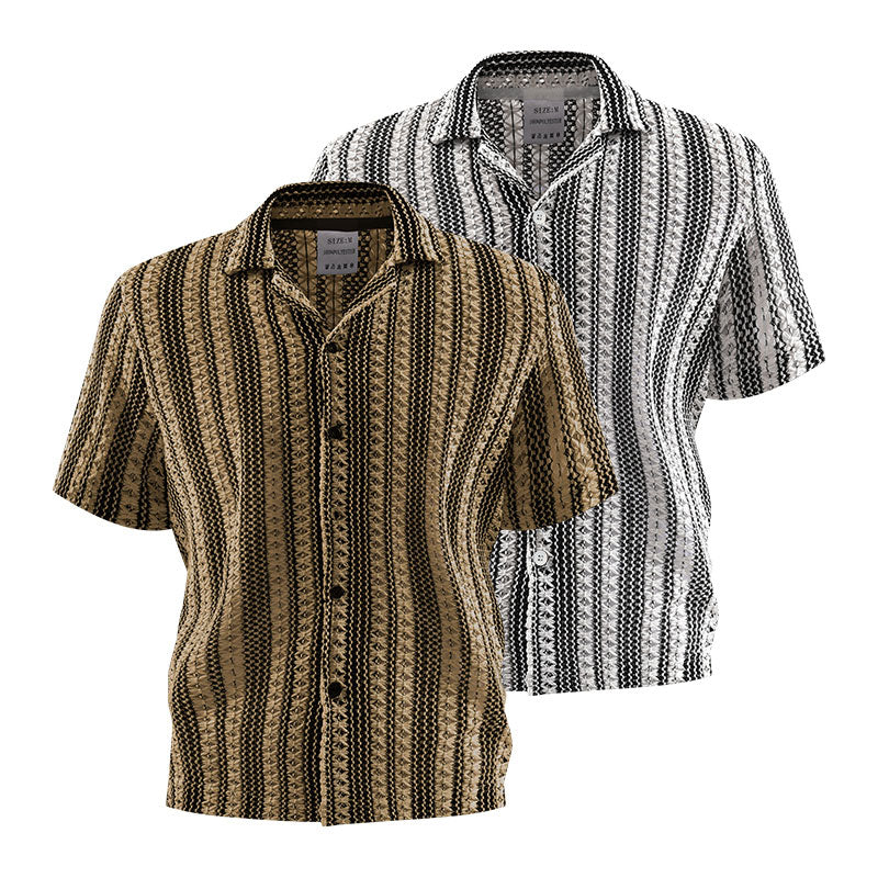 Men's Hollow Out Knit Short Sleeve Shirt Jacket
