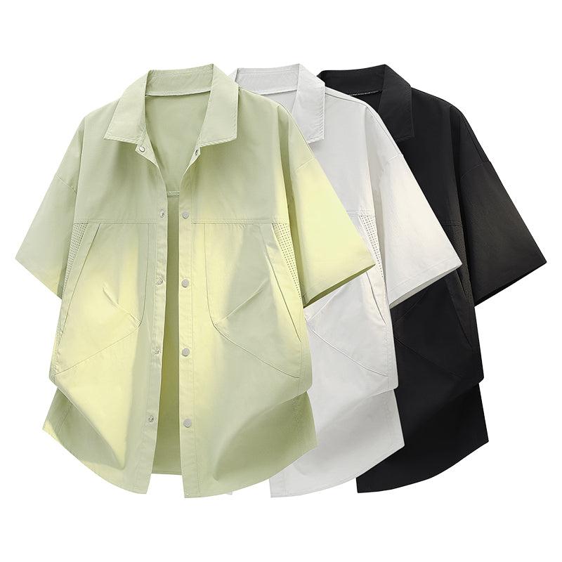 Men's Short Sleeve Shirt, Fashion Casual Loose Button Down Shirt, Comfortable Breathable Lightweight Summer Shirt