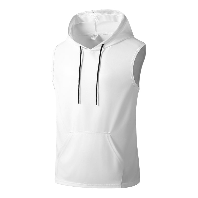 Men's New Summer Hooded Tank Top, Trendy Loose Fit Sleeveless T-Shirt, Quick Dry Breathable Cutoff Vest for Gym Fitness Running Casual Daily Wear