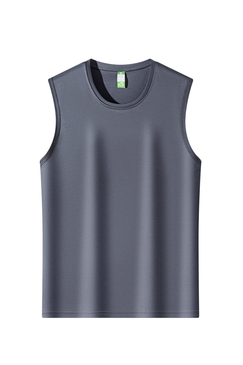 Men's Summer Thin Ice Silk Tank Top, Cool Sensation Breathable Quick Dry Sleeveless T-Shirt, Casual Athletic Workout Tops