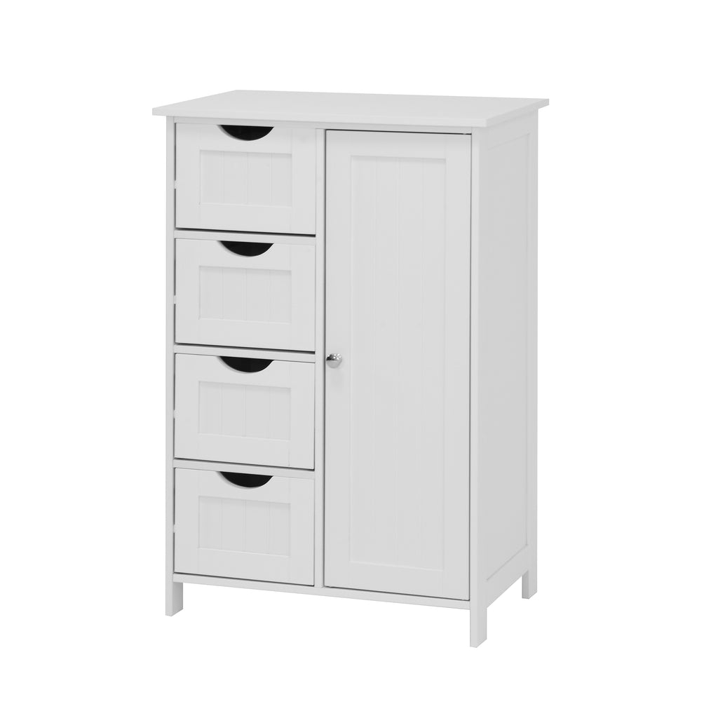 White Bathroom Storage Cabinet, Floor Cabinet with Adjustable Shelf and Drawers – view 8