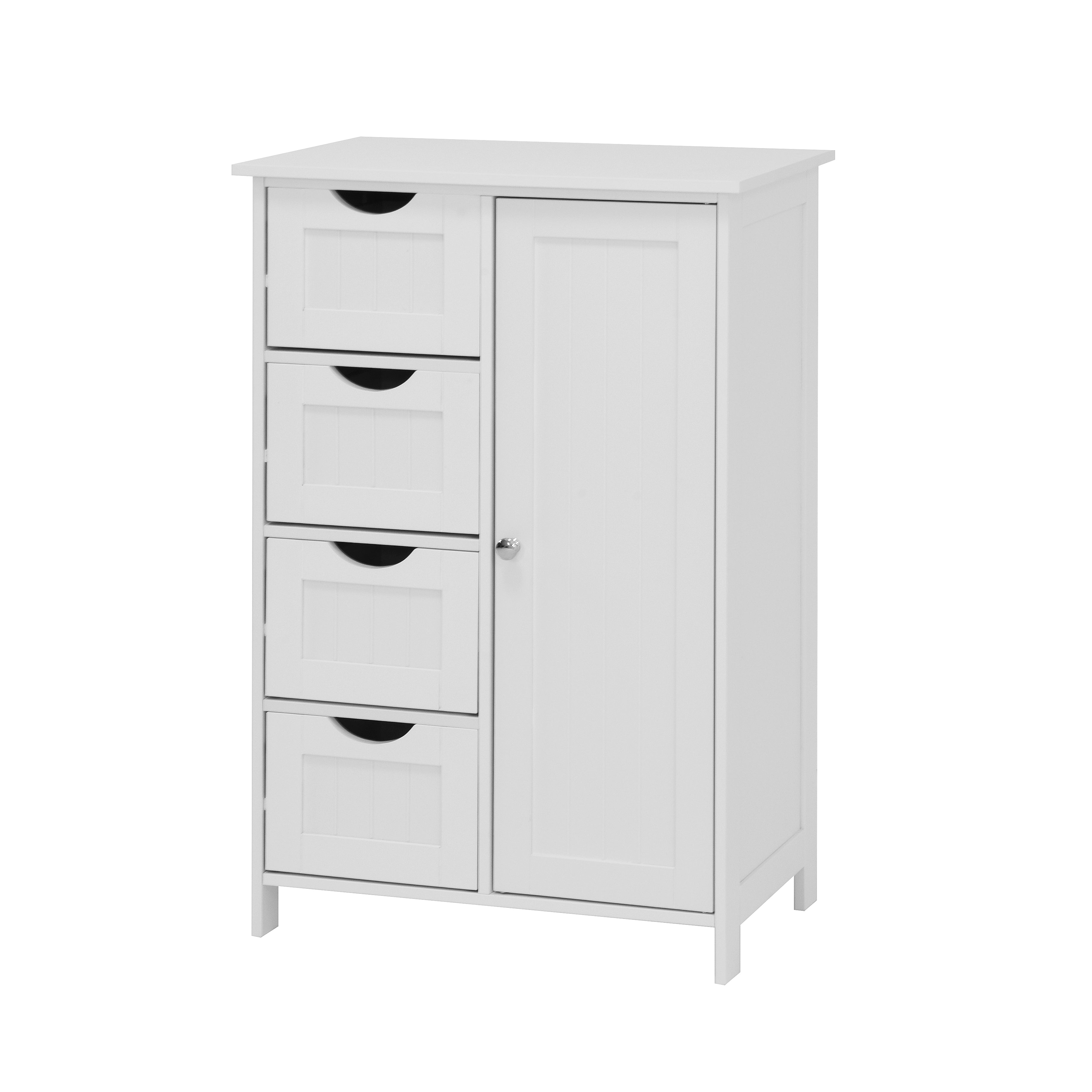 White Bathroom Storage Cabinet, Floor Cabinet with Adjustable Shelf and Drawers – view 8