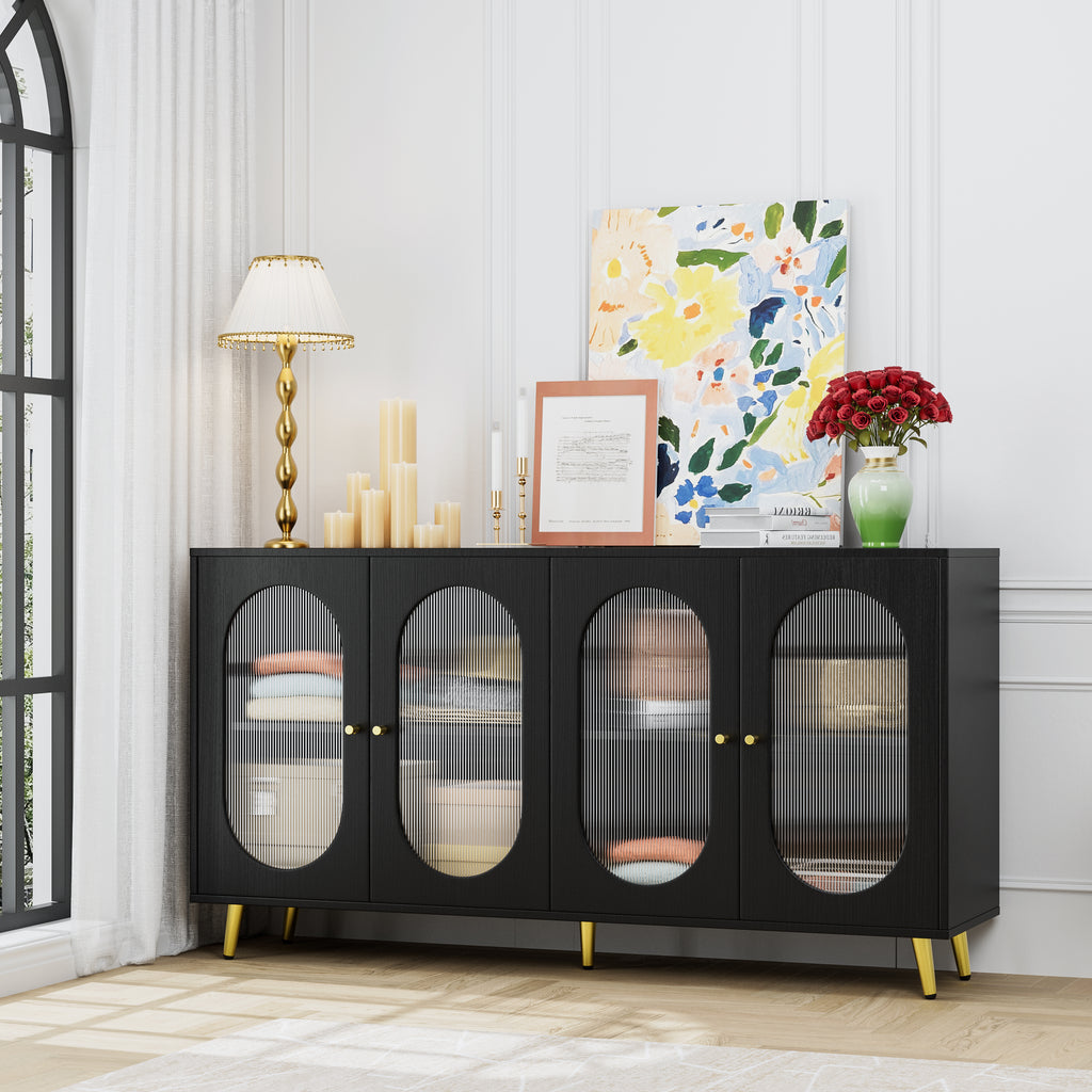 Modern Accent Sideboard Cabinet with Acrylic Doors, Freestanding Storage Cupboard Console Table for Kitchen Dining Living Room Hallway Office