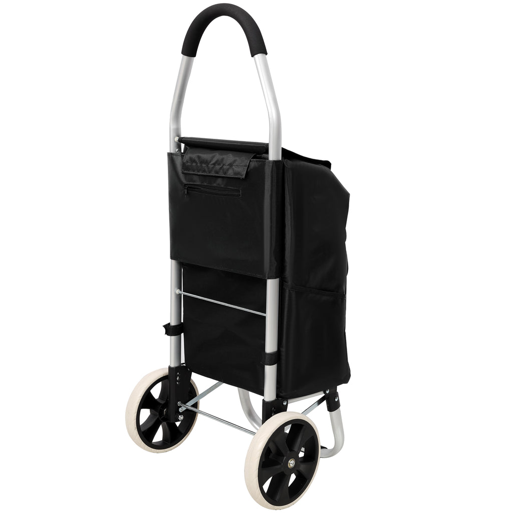 Foldable 40L Shopping Trolley with Removable Waterproof Bag - Standard Wheels Black