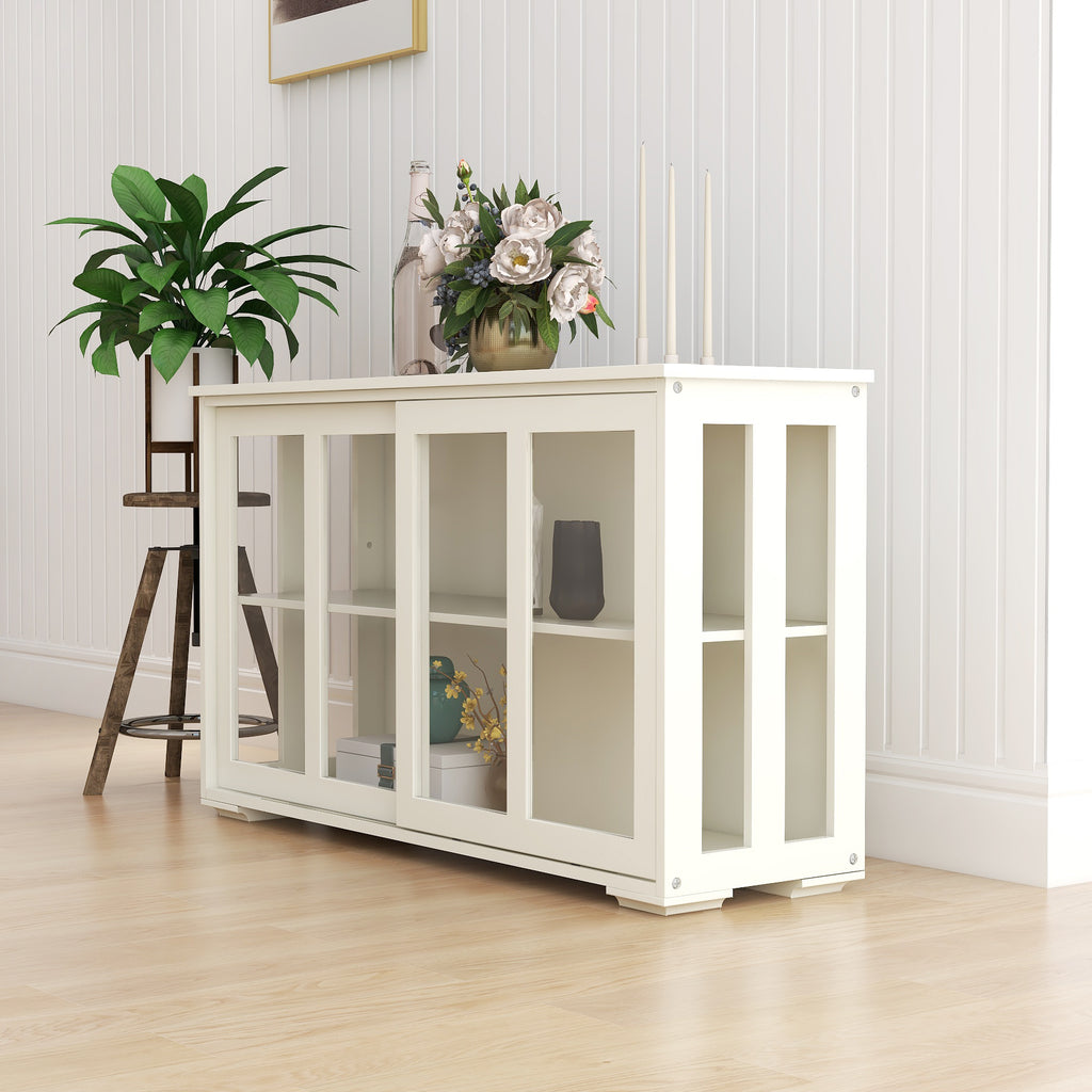 Kitchen Storage Stand Cupboard With Glass Door-White – view 4