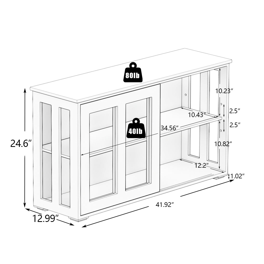 Kitchen Storage Stand Cupboard With Glass Door-White – view 8