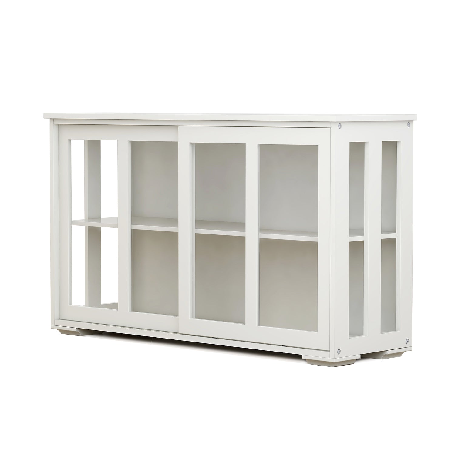Kitchen Storage Stand Cupboard With Glass Door-White – view 5