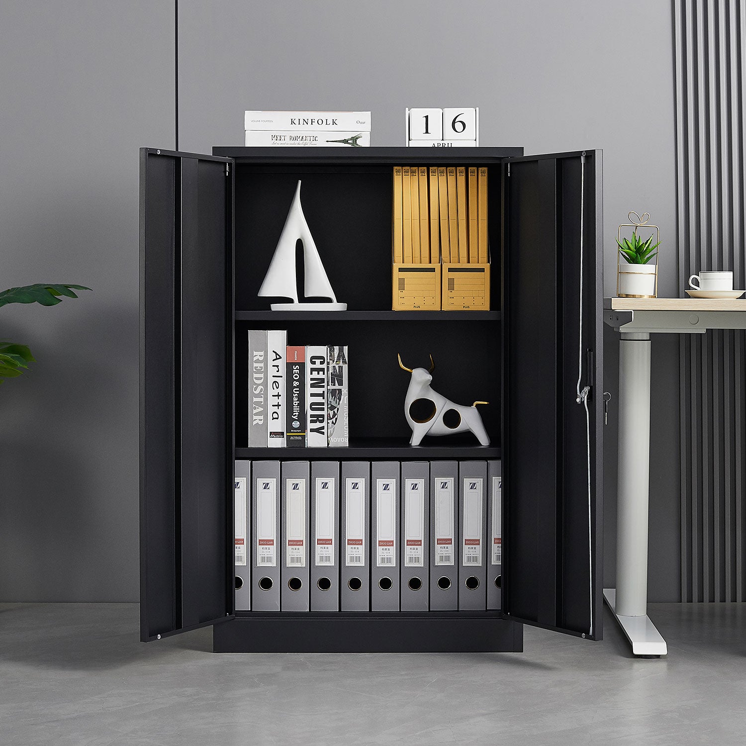 Metal Storage Cabinet with Locking Doors and Adjustable Shelf – view 4
