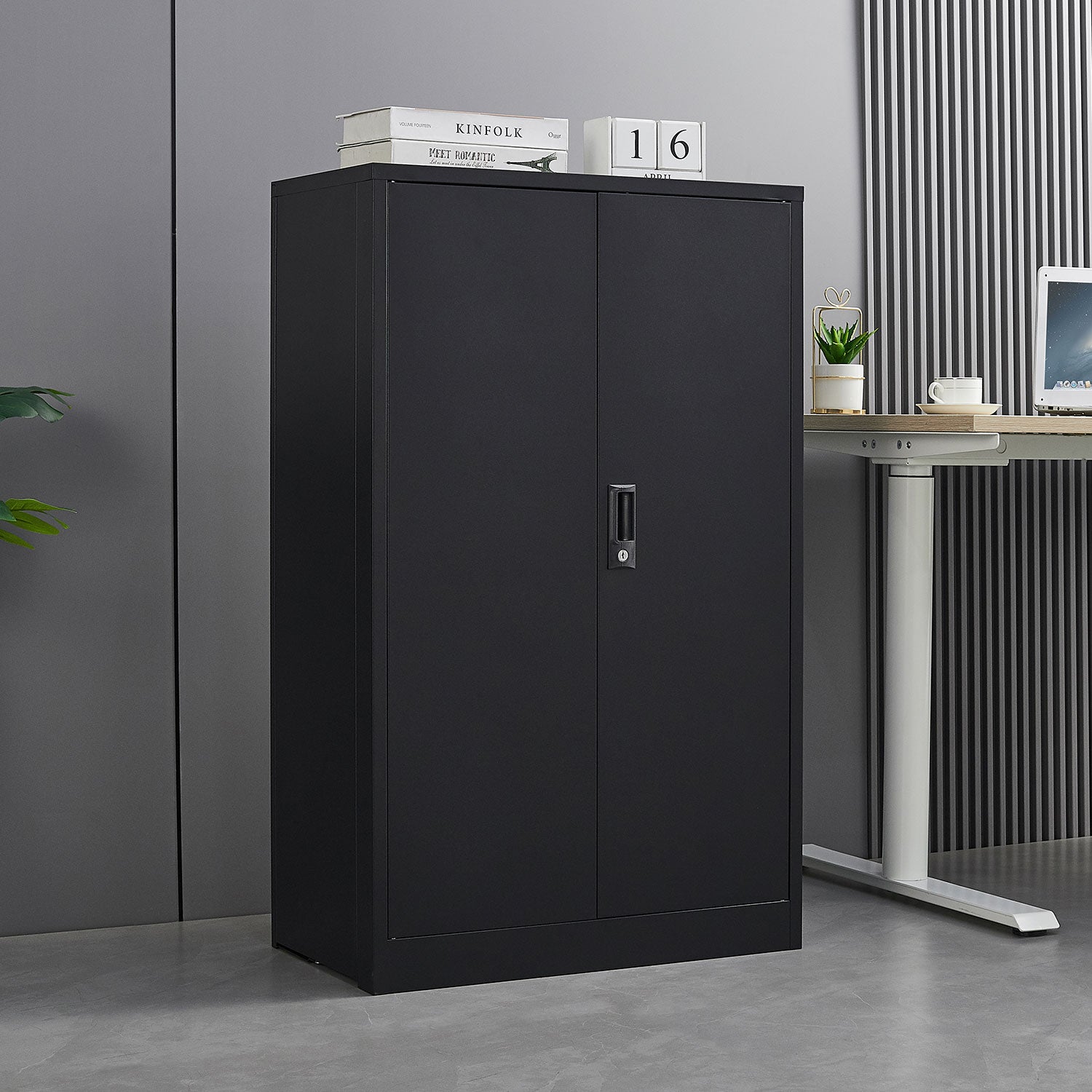 Metal Storage Cabinet with Locking Doors and Adjustable Shelf – view 3