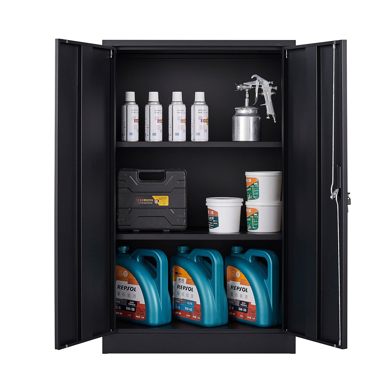 Metal Storage Cabinet with Locking Doors and Adjustable Shelf – view 6