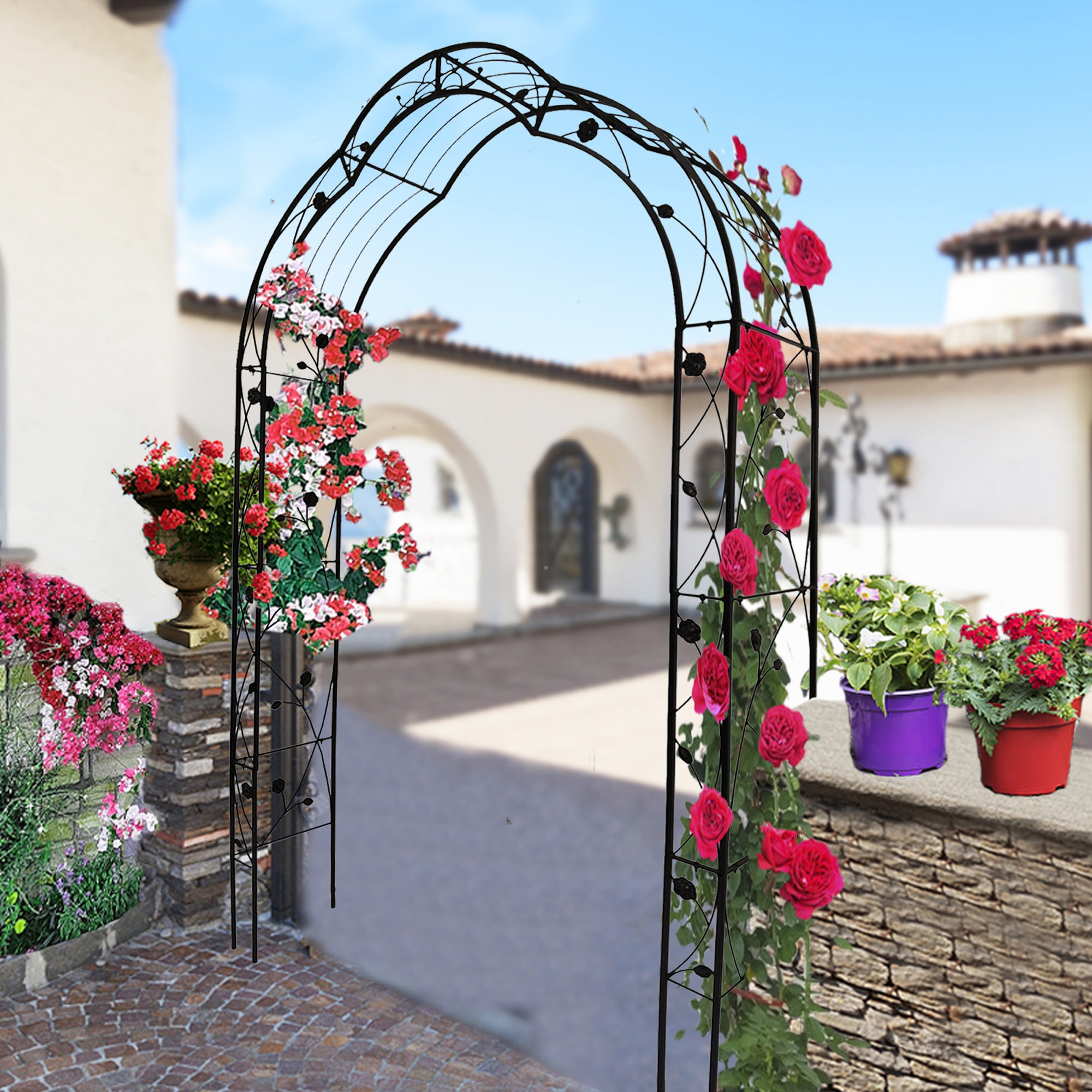 Metal Garden Arch Assemble Freely with 8 Styles Garden Arbor Trellis Climbing Plants