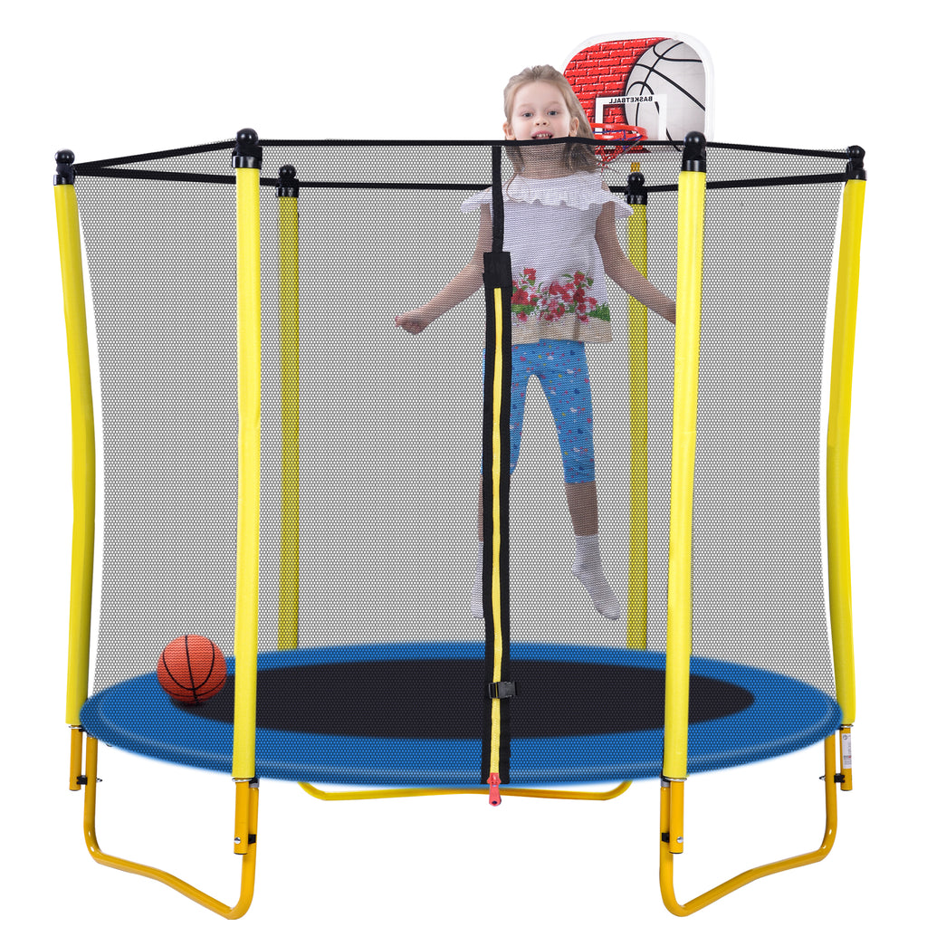 5.5FT Trampoline for Kids - 65" Outdoor & Indoor Mini Toddler Trampoline with Enclosure – view 8