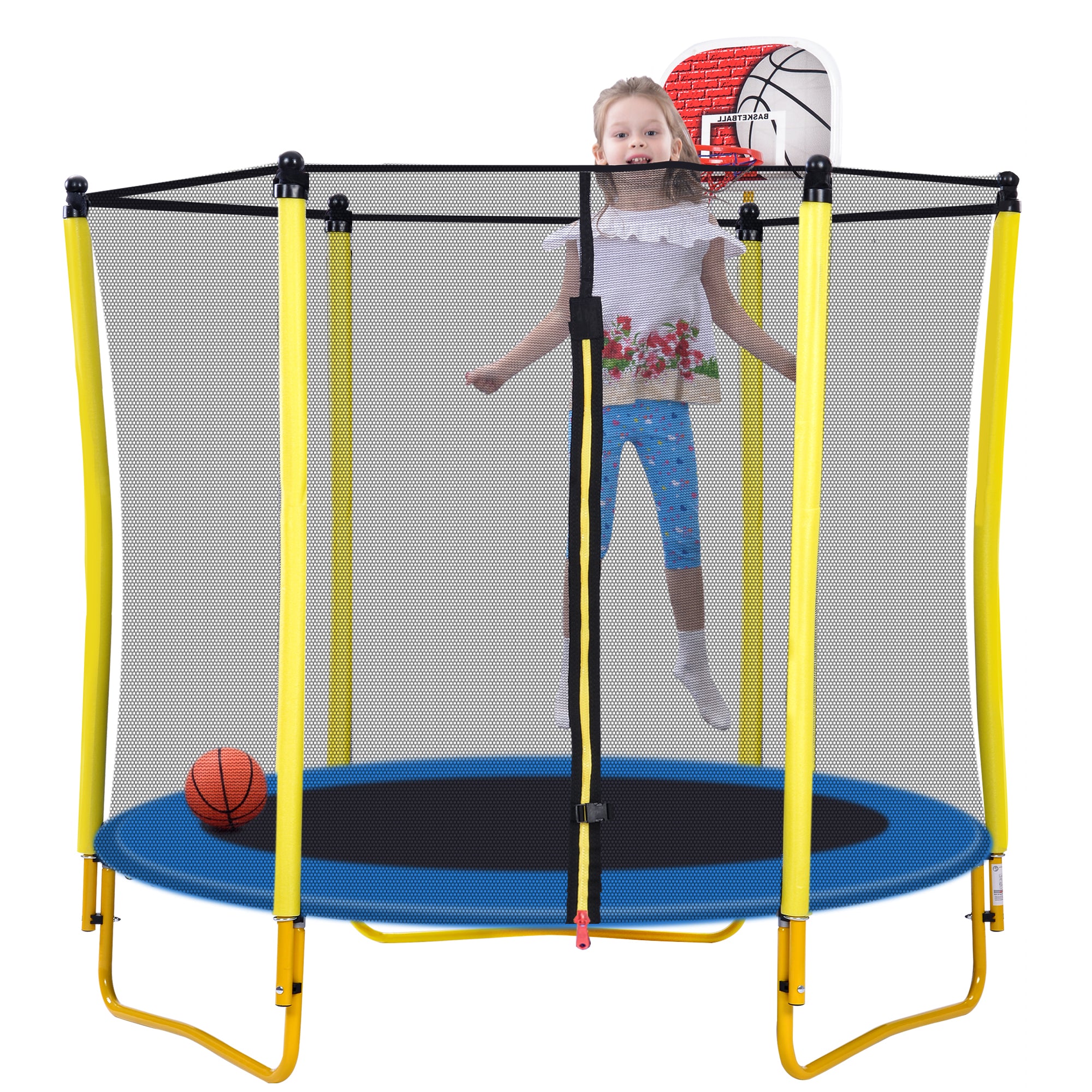 5.5FT Trampoline for Kids - 65" Outdoor & Indoor Mini Toddler Trampoline with Enclosure – view 8