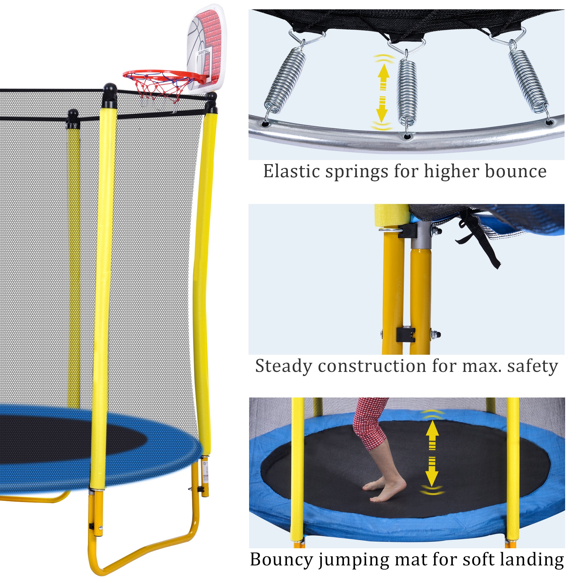5.5FT Trampoline for Kids - 65" Outdoor & Indoor Mini Toddler Trampoline with Enclosure – view 11