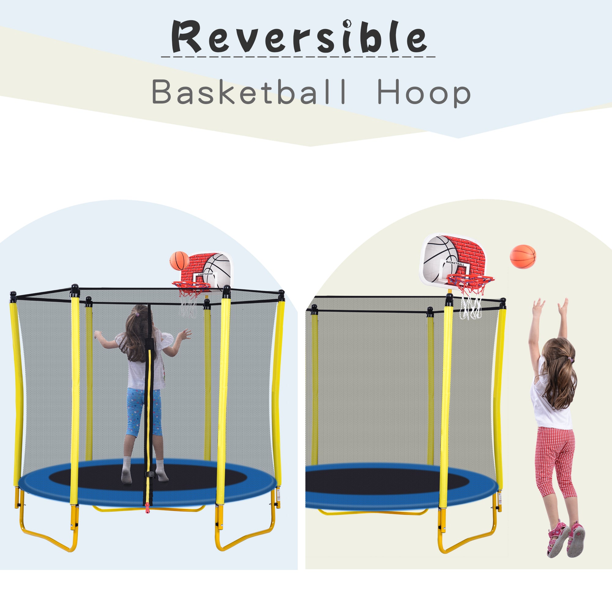 5.5FT Trampoline for Kids - 65" Outdoor & Indoor Mini Toddler Trampoline with Enclosure – view 5