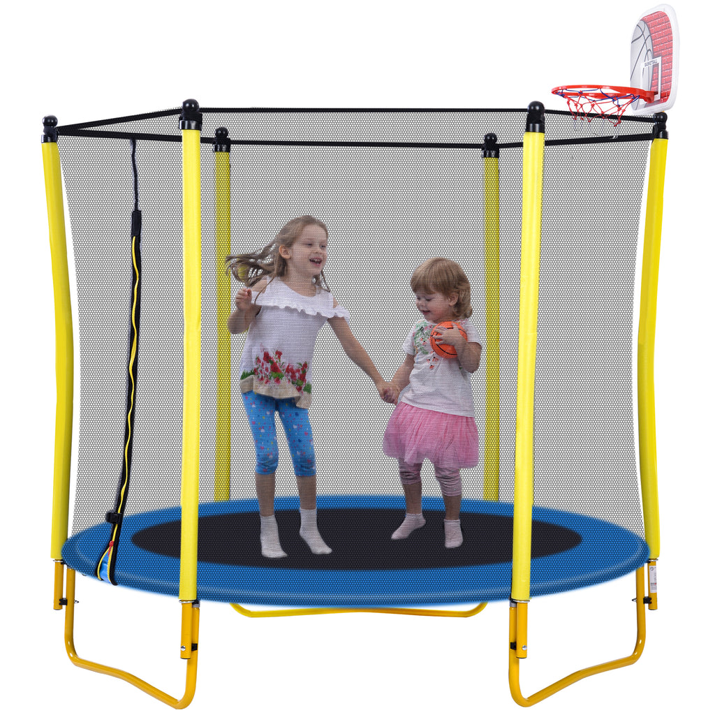 5.5FT Trampoline for Kids - 65" Outdoor & Indoor Mini Toddler Trampoline with Enclosure