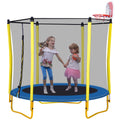 5.5FT Trampoline for Kids - 65" Outdoor & Indoor Mini Toddler Trampoline with Enclosure