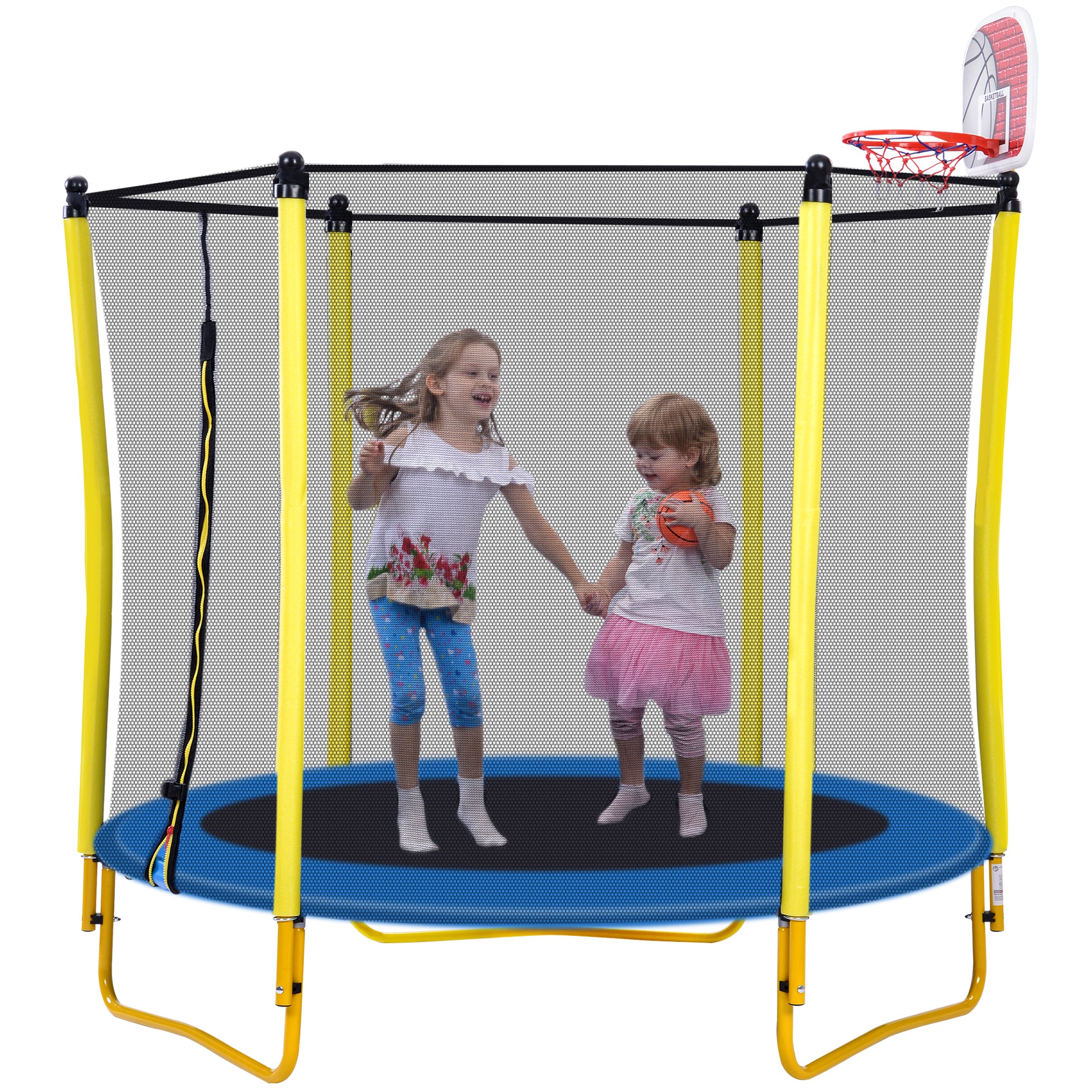 5.5FT Trampoline for Kids - 65" Outdoor & Indoor Mini Toddler Trampoline with Enclosure