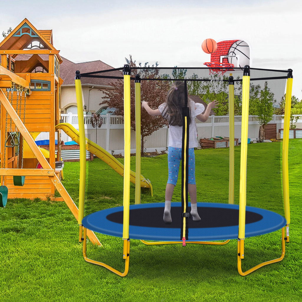 5.5FT Trampoline for Kids - 65" Outdoor & Indoor Mini Toddler Trampoline with Enclosure – view 3