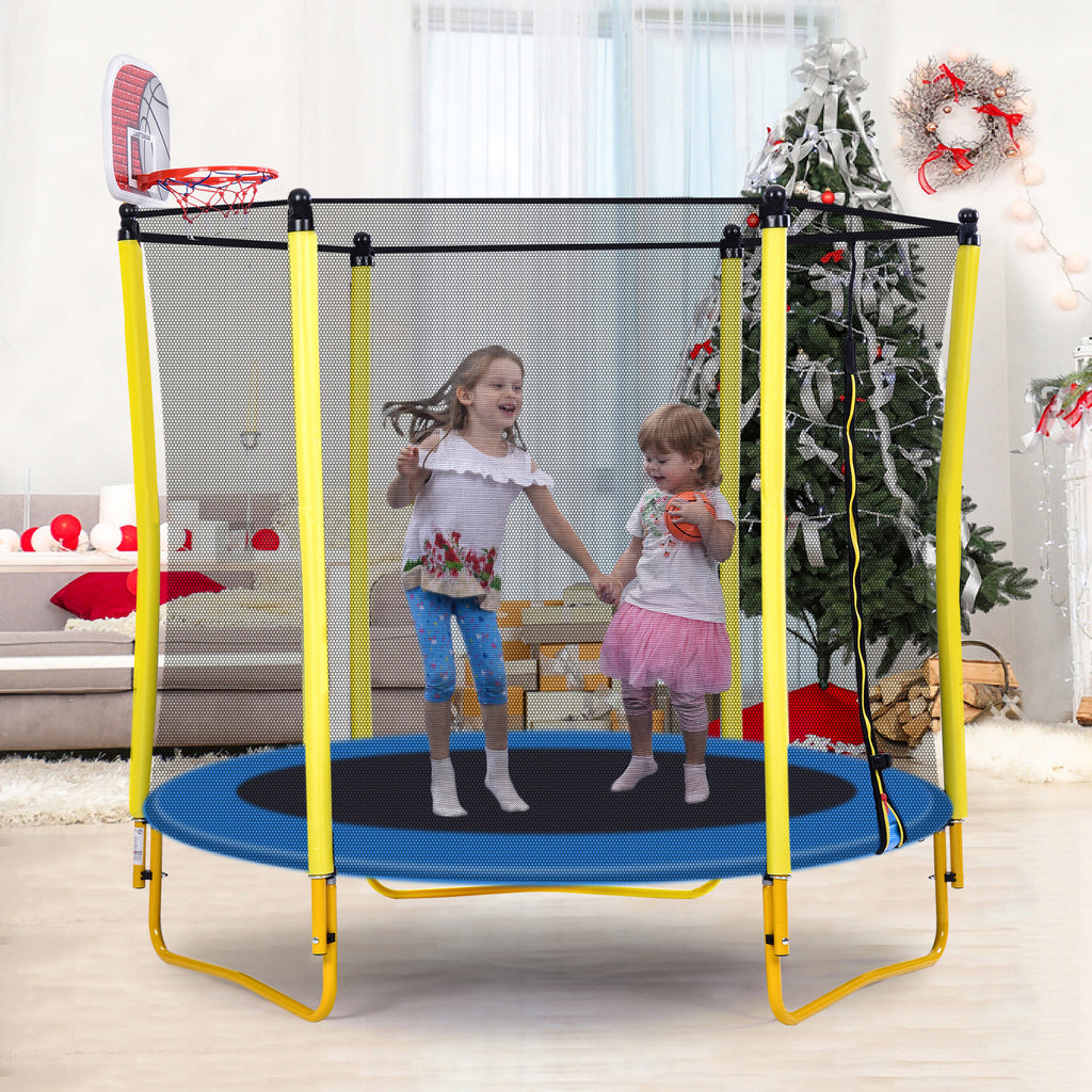5.5FT Trampoline for Kids - 65" Outdoor & Indoor Mini Toddler Trampoline with Enclosure – view 2
