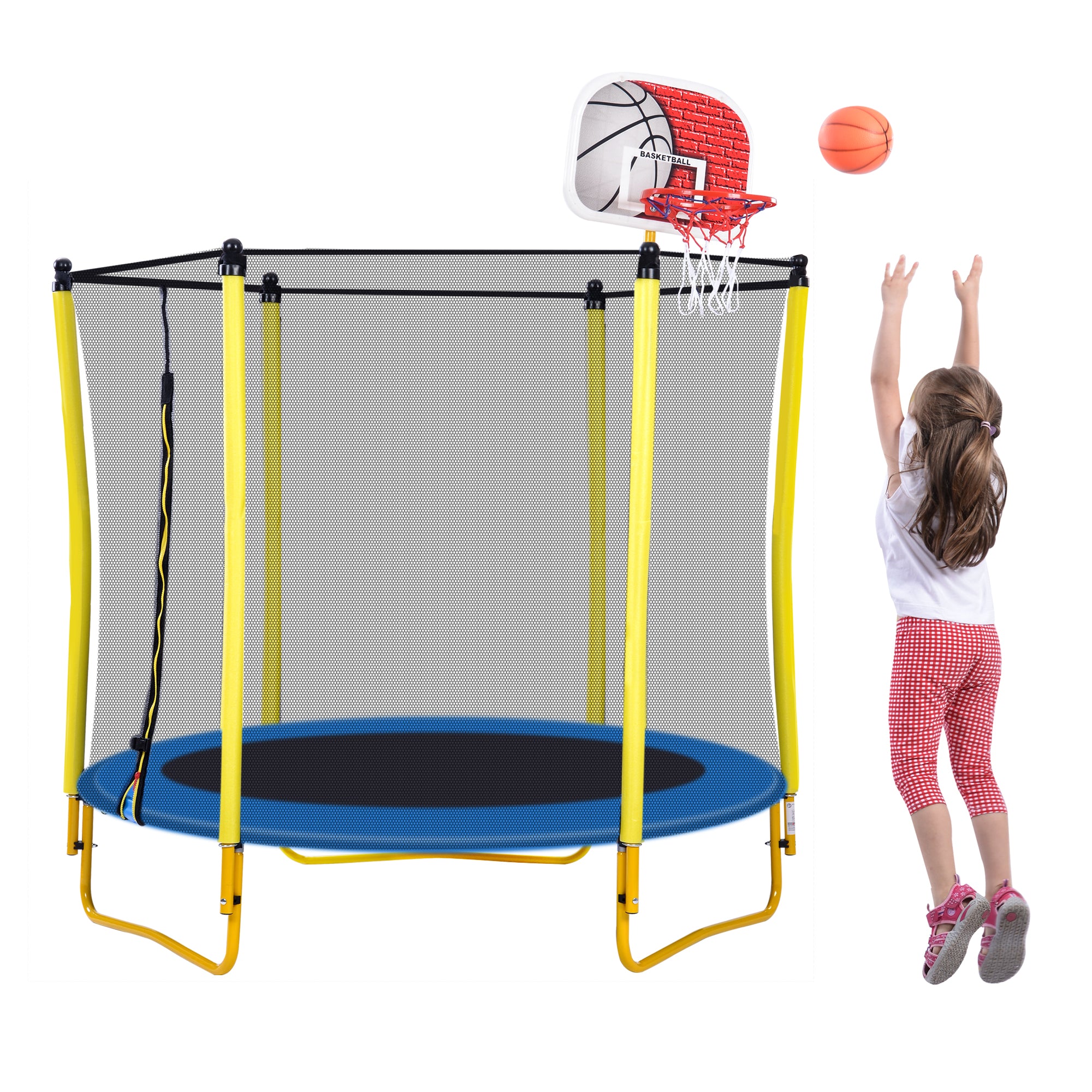 5.5FT Trampoline for Kids - 65" Outdoor & Indoor Mini Toddler Trampoline with Enclosure – view 10