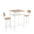 Bar table, equipped with 2 bar stools , with backrest and partition (beige)
