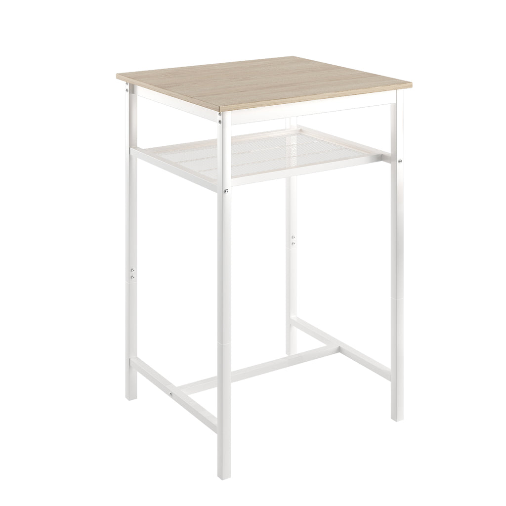 Bar table, equipped with 2 bar stools , with backrest and partition (beige)