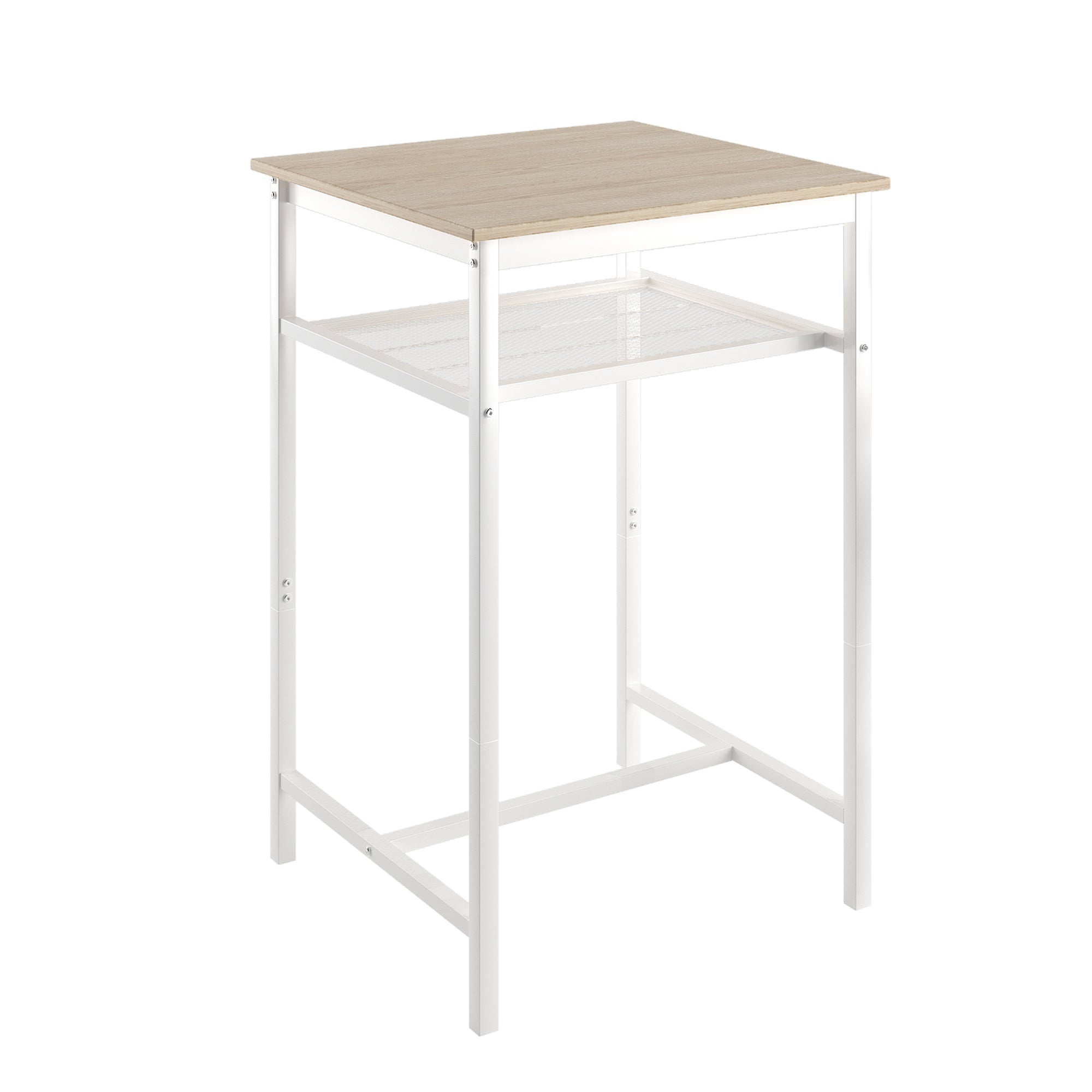 Bar table, equipped with 2 bar stools , with backrest and partition (beige)
