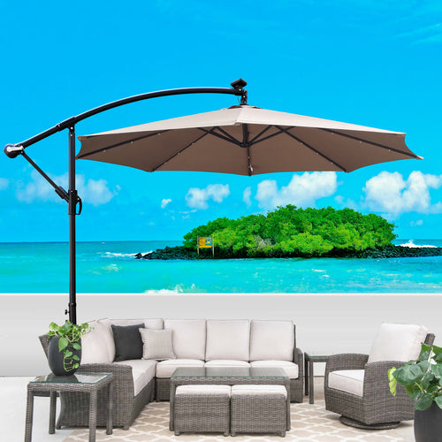 10 ft Outdoor Patio Umbrella Solar Powered LED Lighted Sun Shade Market Waterproof 8 Ribs – view 2
