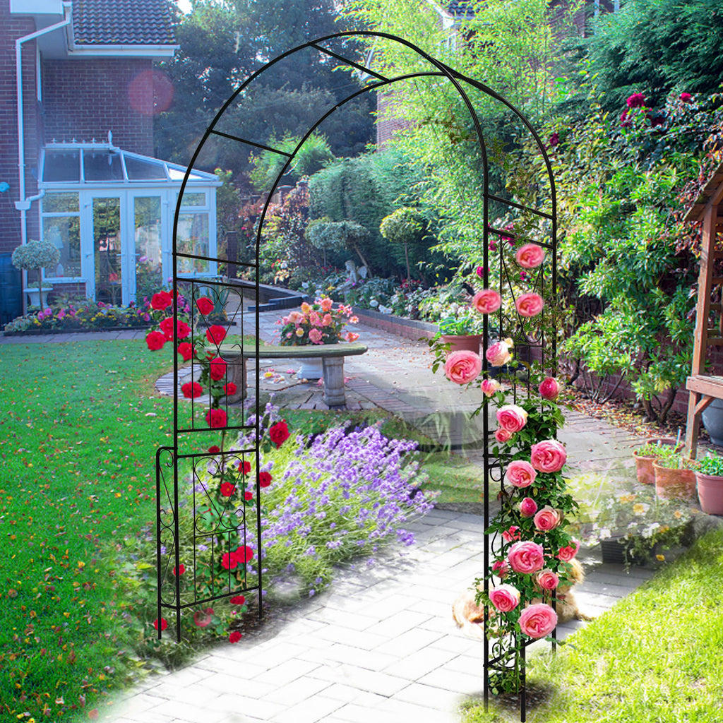 Metal Garden Arch W55'' x H94.5'' Garden Arbor Trellis Climbing Plants Support Rose Arch – view 6