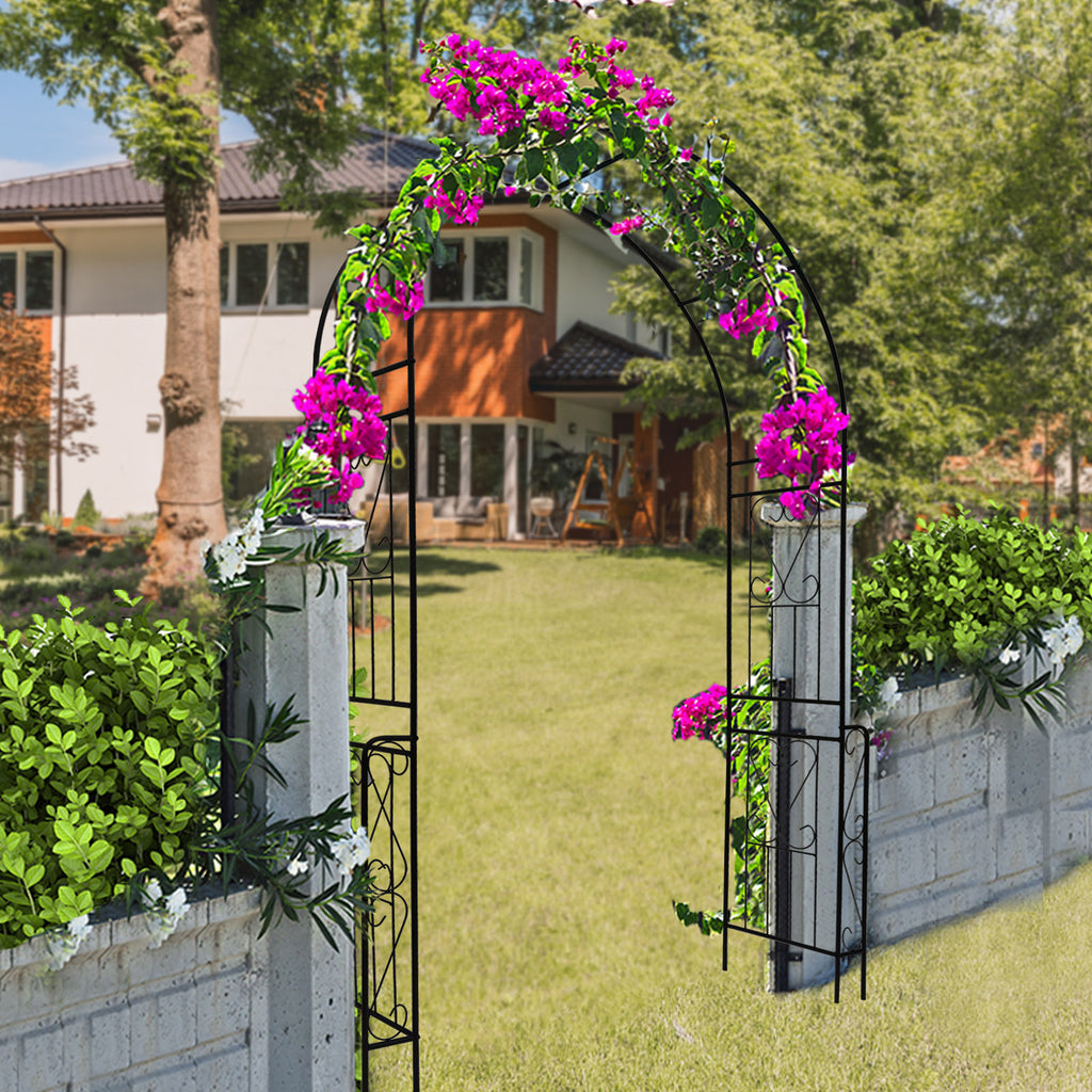 Metal Garden Arch W55'' x H94.5'' Garden Arbor Trellis Climbing Plants Support Rose Arch – view 7