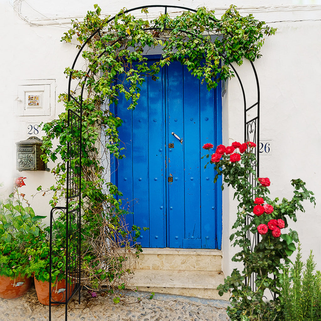 Metal Garden Arch W55'' x H94.5'' Garden Arbor Trellis Climbing Plants Support Rose Arch – view 5