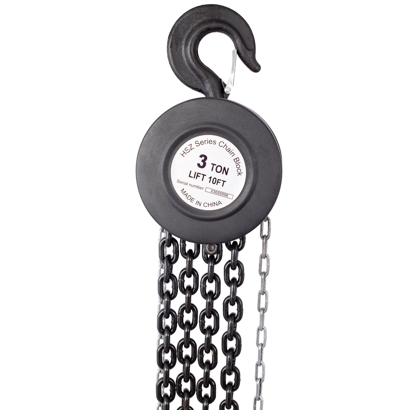 Chain hoist 4400lbs 2T capacity 10ft wIth 2 heavy duty hooks – view 2