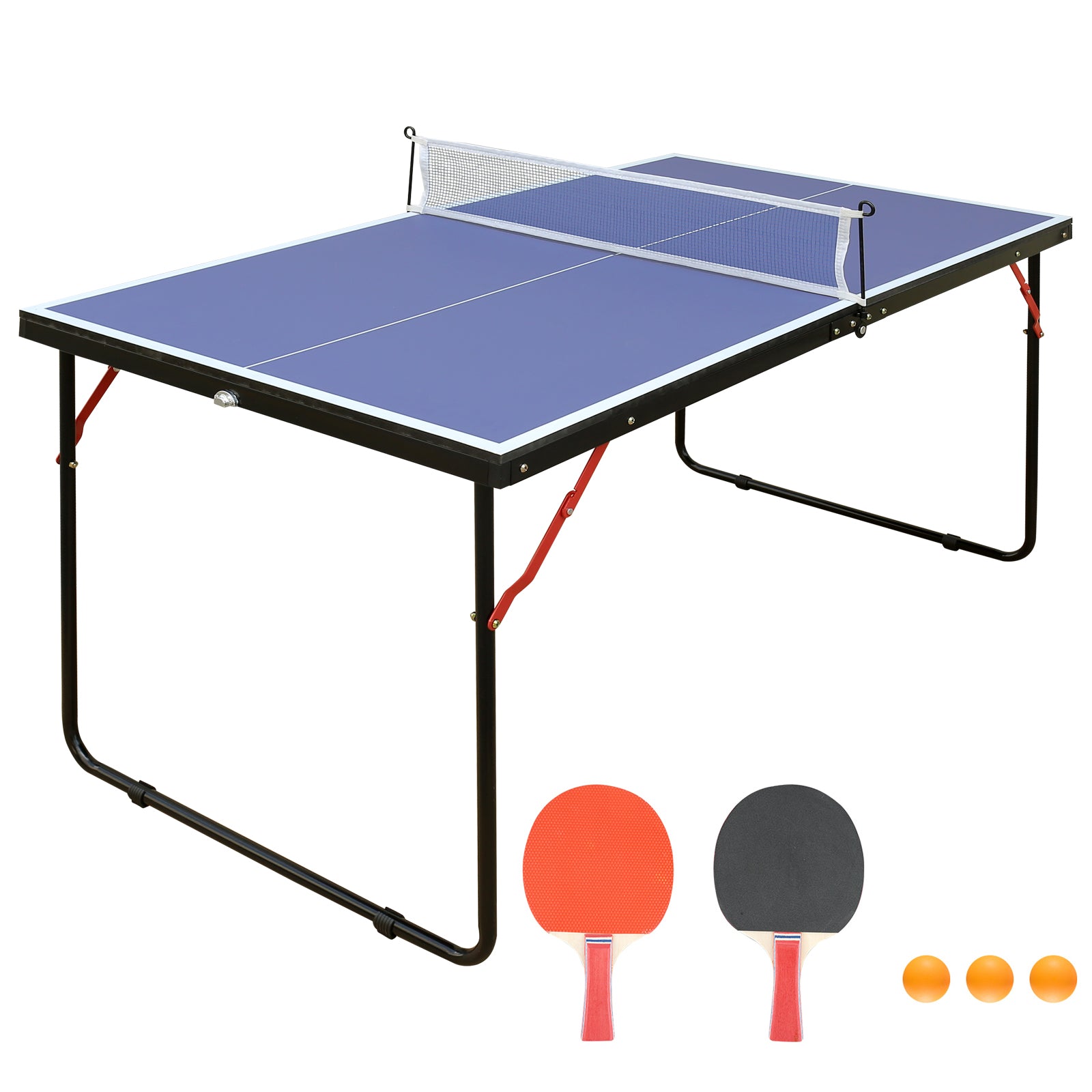 4.5ft Table Tennis Table Foldable & Portable Ping Pong Table Set with Net and 2 Ping Pong