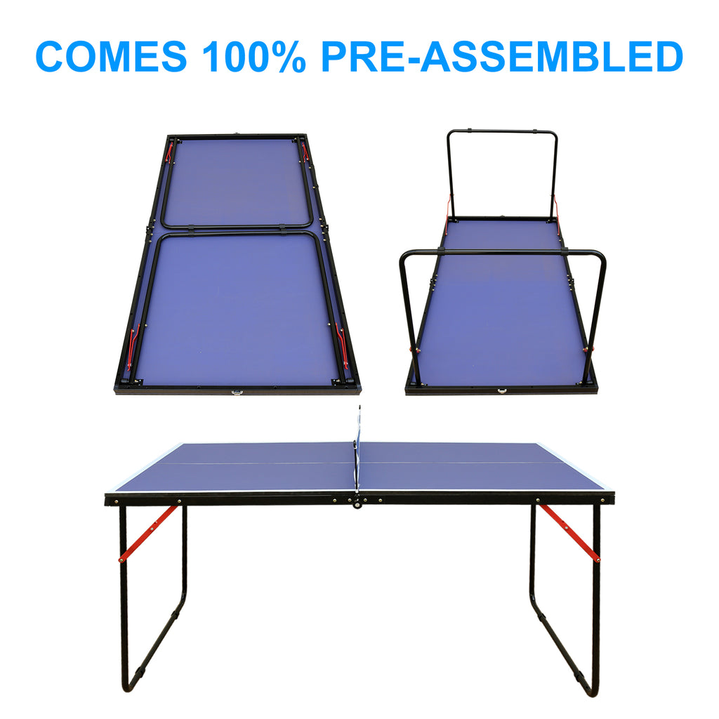 4.5ft Table Tennis Table Foldable & Portable Ping Pong Table Set with Net and 2 Ping Pong – view 3